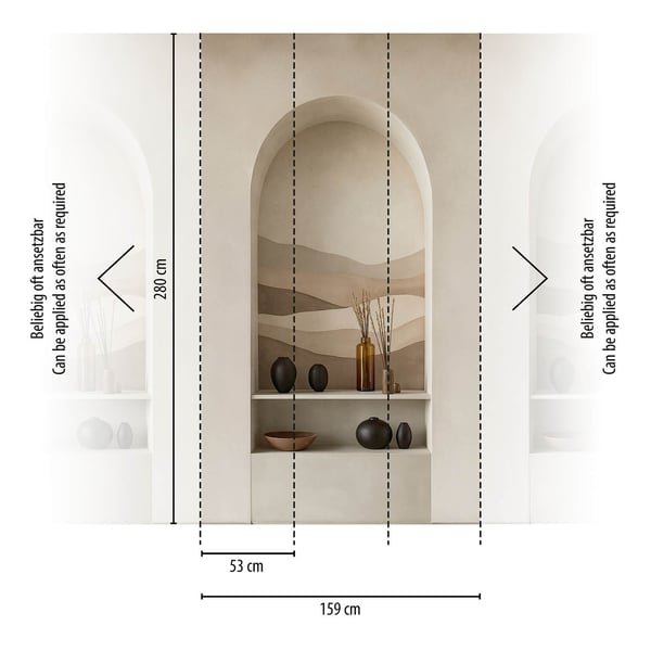 Foto tapet Profhome 791446-GU varmt stemplet ikke-vævet tapet lidt tekstureret 3D mat beige creme brun sort 1,59 m x 2,8 m