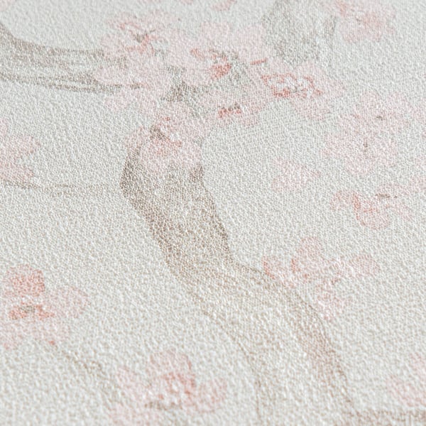 Blomstret tapet Profhome 781995-GU varmt stemplet ikke-vævet tapet tekstureret blomster mat fløde lyserød beige grå creme 5,33 m2