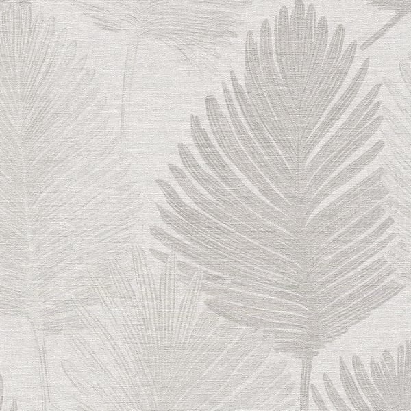 Natur tapeter Profhome 786733-GU heta präglade non-woven tapet texturerad blomster och metalliska höjdpunkter grå papyrus vit silver silk grå 5,33 m2