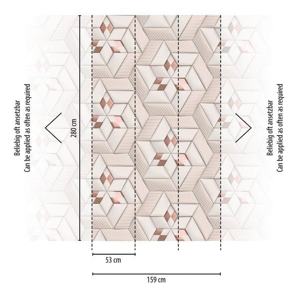 Foto tapet Profhome 391782-GU varmt stemplet ikke-vævet tapet glat geometriske mat hvid creme bronze 1,59 m x 2,8 m