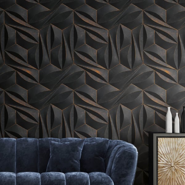 Fototapet Profhome 391791-GU heta präglade non-woven tapet slät 3D matt antracit svart grå guld brons 1,59 m x 2,8 m