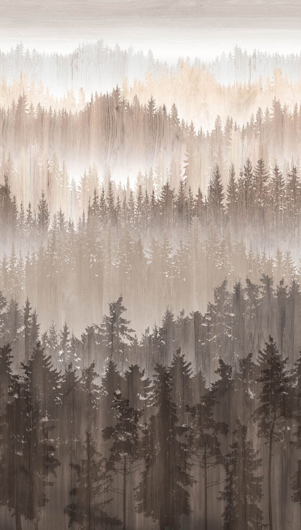 Foto tapet Profhome 391812-GU varmt stemplet ikke-vævet tapet glat skov mat brun  beige grå creme 1,59 m x 2,8 m