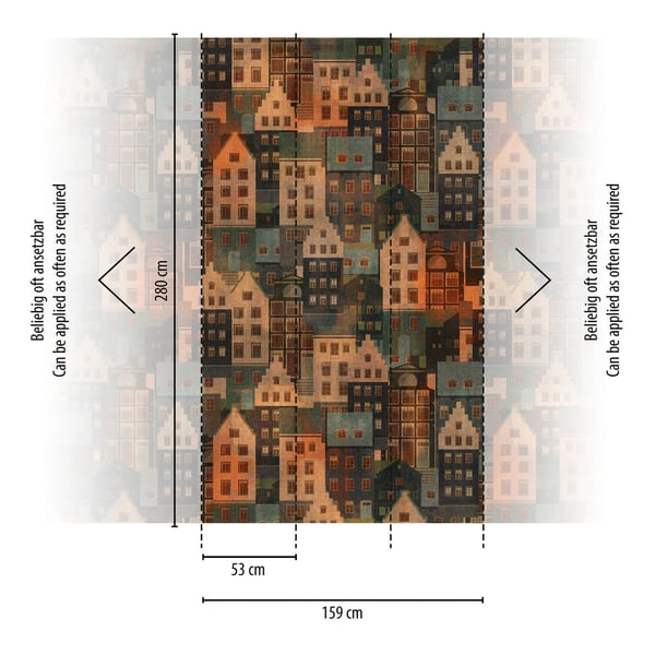 Foto tapet Profhome 391821-GU varmt stemplet ikke-vævet tapet glat grafisk mat flerfarvede brungrå orange olivengrøn 1,59 m x 2,8 m