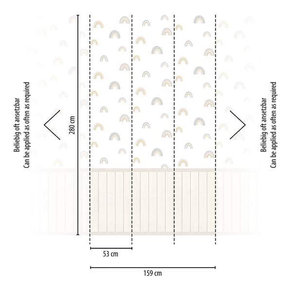 Foto tapet Profhome 398171-GU varmt stemplet ikke-vævet tapet lidt tekstureret børnetapet mat hvid creme beige grå pastel gul 1,59 m x 2,8 m