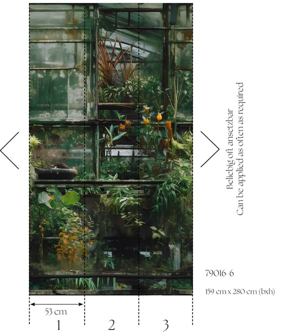 Foto tapet Profhome 790166-GU varmt stemplet ikke-vævet tapet lidt tekstureret blomster mat grøn brun orange gul grå 1,59 m x 2,8 m