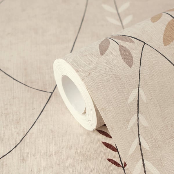 Provence stil Profhome 791461-GU varmt stemplet ikke-vævet tapet lidt tekstureret blomster mat beige kastanjebrun hvid grå 5,33 m2