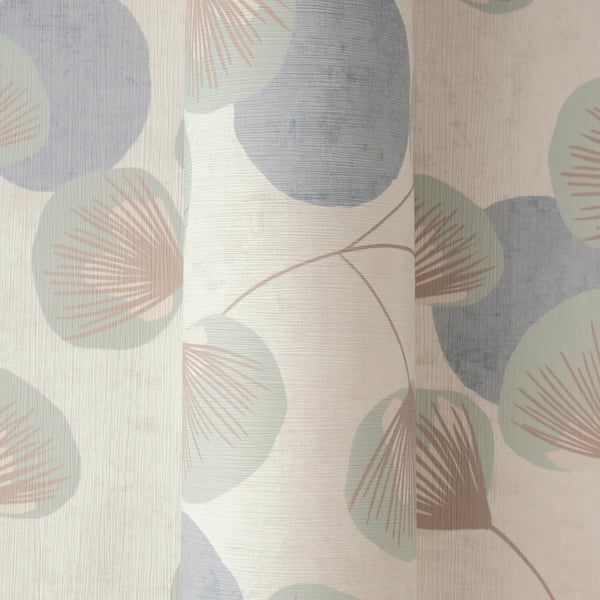 Provence stil Profhome 791511-GU varmt stemplet ikke-vævet tapet lidt tekstureret blomster mat grå due blå pastel turkis beige brun 5,33 m2