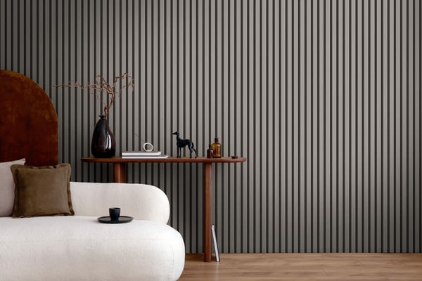 Stripes tapet Profhome 786284-GU varmt stemplet ikke-vævet tapet lidt tekstureret træ imitation mat grå sort 5,33 m2