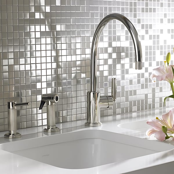 Metal mosaik Rustfrit stål ALLOY S-Honey-CM poleret grå 1,04 m2