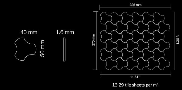 Metal mosaik Kobber ALLOY S-Medallion-Ti-SM rullende ark kobber 0,75 m2