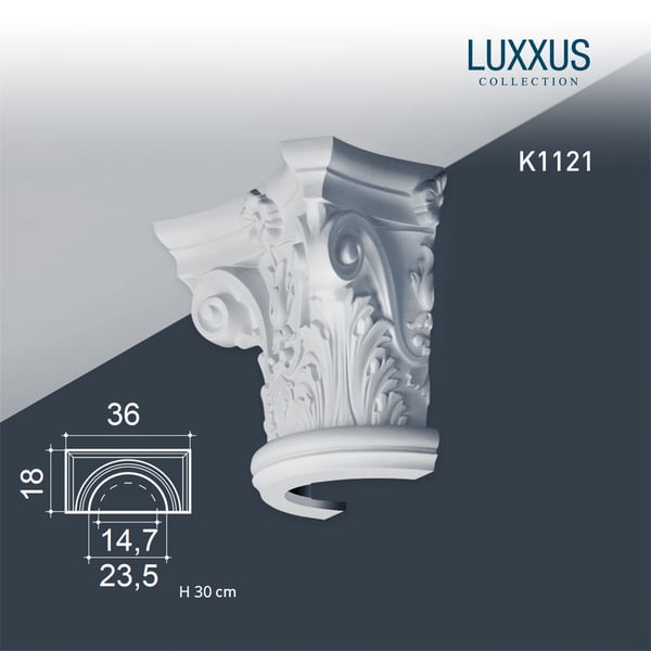 Halv Søjler kapitæl Orac Decor LUXXUS K1121 stil Corinthian