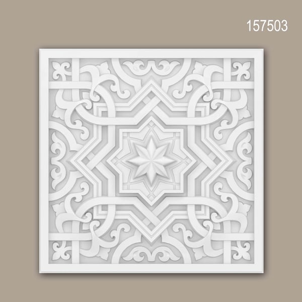 Kattopaneeli Profhome 157503 Seinäpanelointi Koriste elementti 3d seinäpaneeli Kattoelementti marokkolaisessa tyylissä valkoinen 29,2 x 29,2 cm