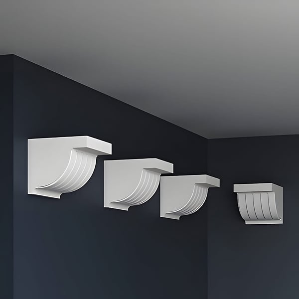 Kannatin Profhome 119801 Koriste elementti Seinähylly art deco tyylisessä valkoinen