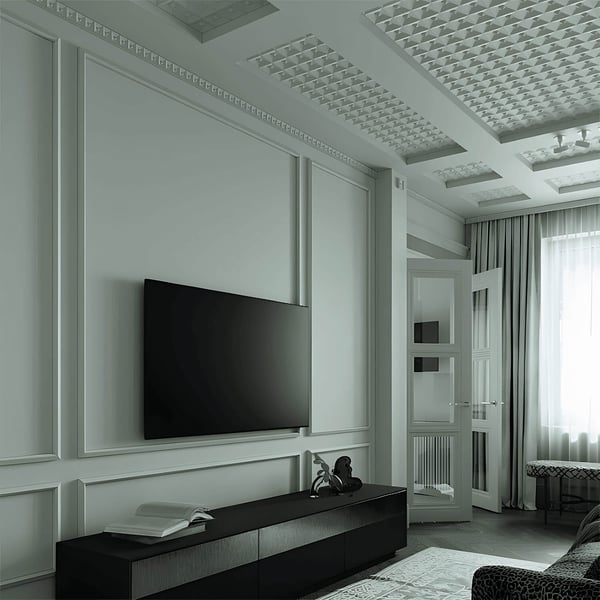 3D väggpanel Profhome 159817 Väggpanelering Akustikpanel Art déco vit 0,25 m2