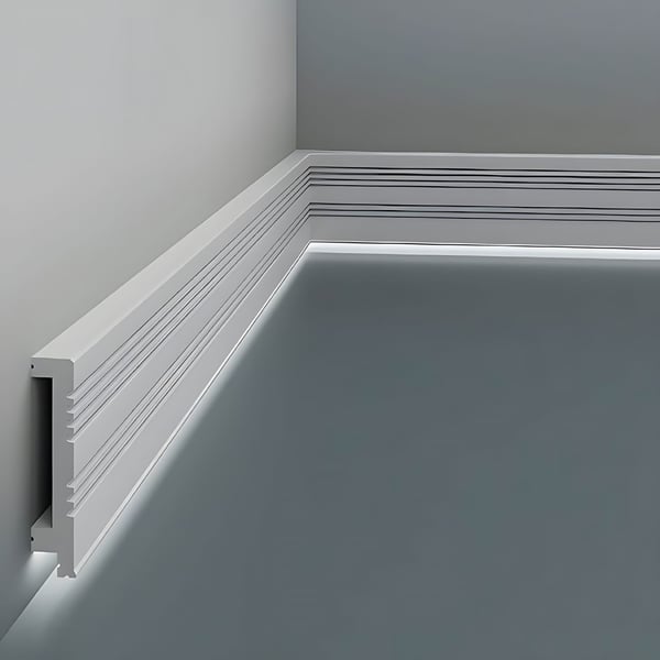 Sockellist Profhome 653705 Golvlist List för indirekt belysning Hörnlist Vägglist Stucklist Dekorlist modern vit 2 m