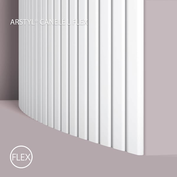 3D väggpanel NMC CANELÉ L FLEX ARSTYL Noel Marquet Väggpanelering Akustikpanel Flexibel list Vägglist Stucklist Dekorlist modern vit 2 m