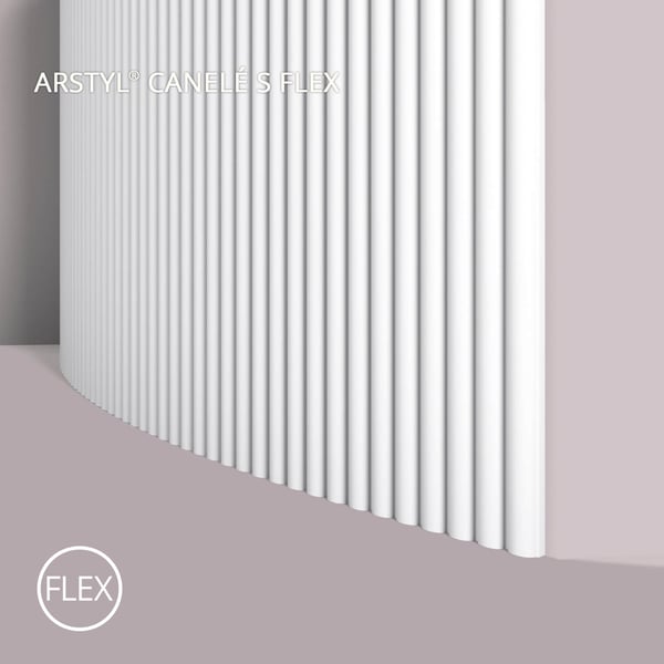 3D väggpanel NMC CANELÉ S FLEX ARSTYL Noel Marquet Väggpanelering Akustikpanel Flexibel list Vägglist Stucklist Dekorlist modern vit 2 m