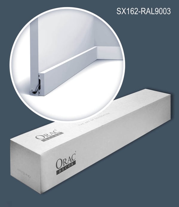 Orac Decor SX162-RAL9003-box SQUARE 1 laatikko kanssa 36 listat Sokkelilista Jalkalista modernissa tyylissä | 72 m