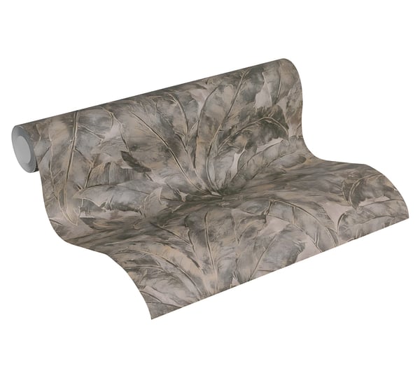 Ikke-vævet tapet jungle Profhome 369271-gu lidt tekstureret mat färg sølv beige sort 5,33 m2