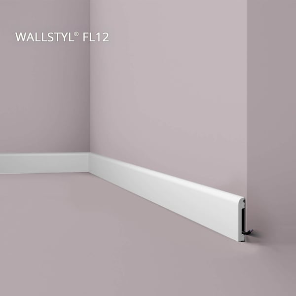 Sockellist NMC FL12 WALLSTYL Noel Marquet Golvlist Stucklist Dekorlist tidlös / klassisk vit 2 m