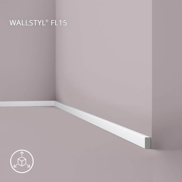 Sockellist NMC FL15 WALLSTYL Noel Marquet Golvlist Stucklist Dekorlist tidlös / klassisk vit 2 m