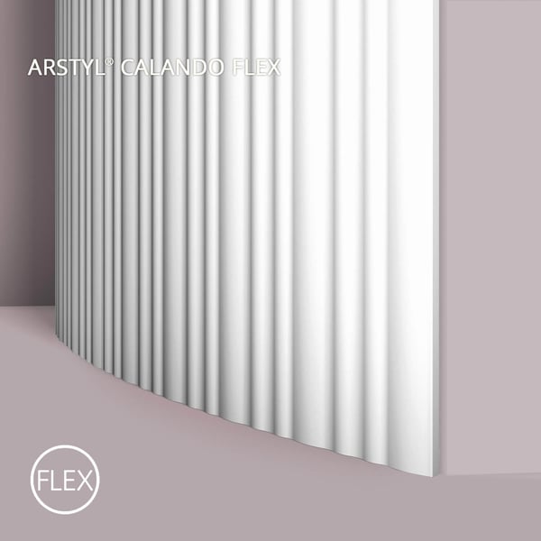 3D väggpanel NMC CALANDO FLEX ARSTYL Noel Marquet Väggpanelering Akustikpanel Flexibel list Vägglist Stucklist Dekorlist modern vit 2 m