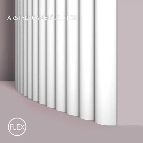 3D väggpanel NMC CANELÉ XL FLEX ARSTYL Noel Marquet Väggpanelering Akustikpanel Flexibel list Vägglist Stucklist Dekorlist modern vit 2 m