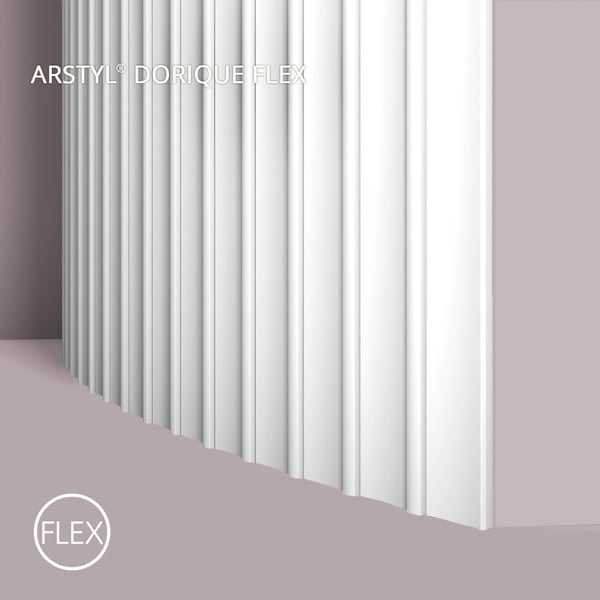 3D väggpanel NMC DORIQUE FLEX ARSTYL Noel Marquet Väggpanelering Akustikpanel Flexibel list Vägglist Stucklist Dekorlist modern vit 2 m