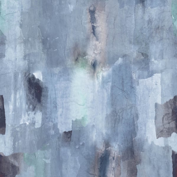 Foto tapet Profhome 782072-GU ikke-vævet tapet glat aquarelle stil mat blå due blå grå grøn 1,59 m x 2,8 m
