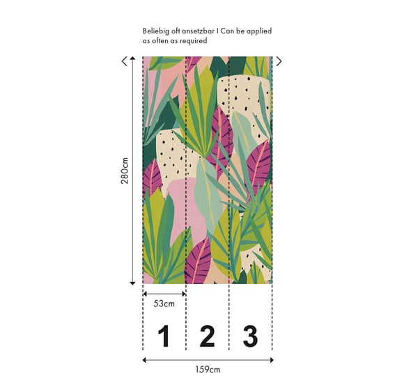 Valokuvatapetti Profhome 782081-GU kuitutapetti sileä graafinen mat turkoosi vihreä beige purppura 1,59 m x 2,8 m