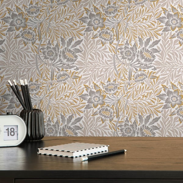 Kukkatapetti Profhome 390583-GU kuitutapetti sileä kukikas mat beige valkoinen okrankeltainen harmaa 5,33 m2