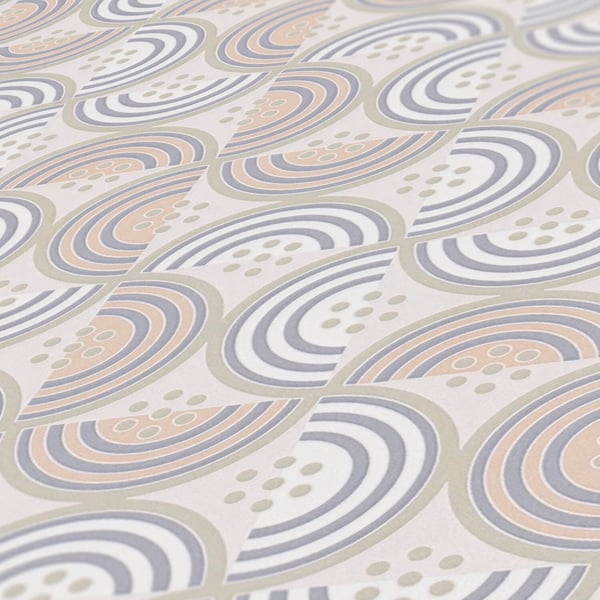 Retro tapetti Profhome 390612-GU kuitutapetti sileä geometrinen mat kerma harmaa beige sininen harmaa pastelli oranssi 5,33 m2