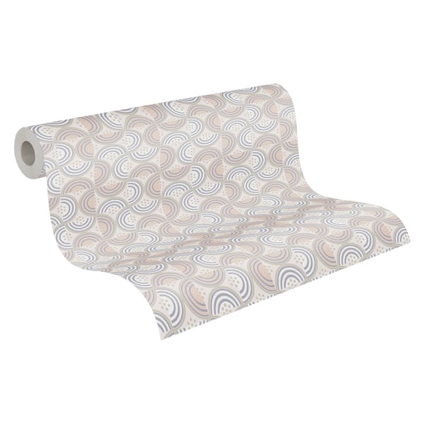 Retro tapetti Profhome 390612-GU kuitutapetti sileä geometrinen mat kerma harmaa beige sininen harmaa pastelli oranssi 5,33 m2