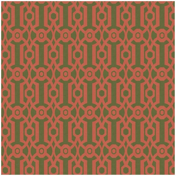 Retro tapet Profhome 390621-GU non-woven tapet slät ornament matt orange ormbunke grön 5,33 m2