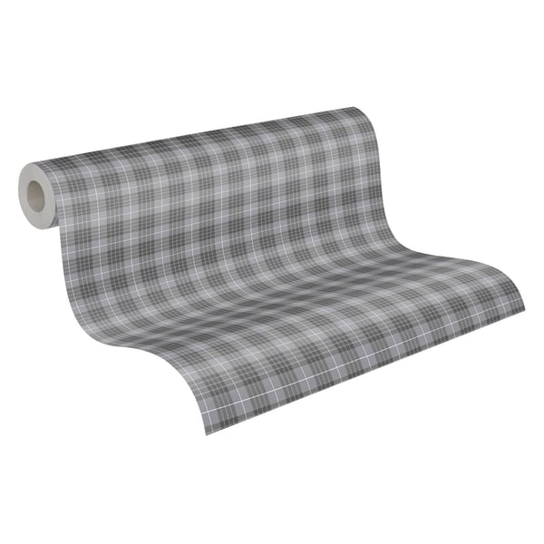 Graafinen kuvio tapetti Profhome 390647-GU kuitutapetti sileä ruudullinen mat harmaa pölyinen harmaa valkoinen 5,33 m2