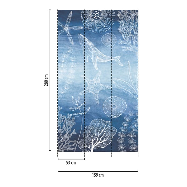 Valokuvatapetti Profhome 770601-GU kuitutapetti sileä lapset tapetti mat sininen safiirinsininen valkoinen 1,59 m x 2,8 m