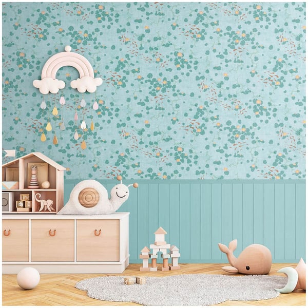 Fototapet Profhome 770731-GU non-woven tapet slät barn tapet matt blå pastell turkos grön brun beige 1,59 m x 2,8 m Fototapet Profhome 770731-GU non-woven tapet slät barn tapet matt blå pastell turkos grön brun beige 1,59 m x 2,8 m