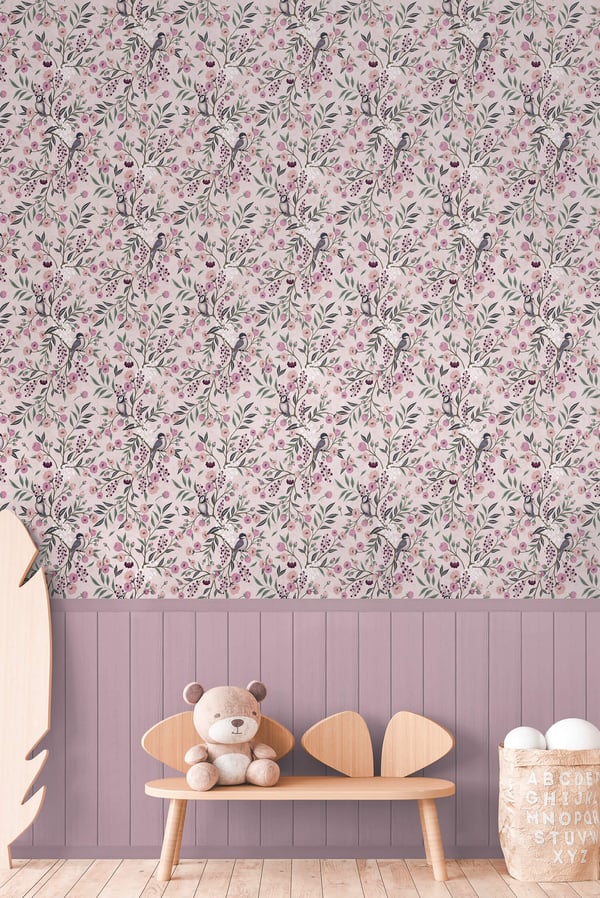 Valokuvatapetti Profhome 770741-GU kuitutapetti sileä lapset tapetti mat pinkki pastelli violetti vihreä harmaa 1,59 m x 2,8 m