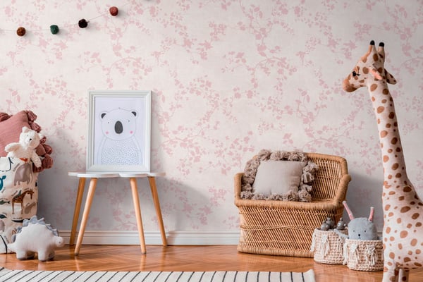 Kukkatapetti Profhome 770791-GU kuitutapetti sileä lapset tapetti mat pinkki kerma vaalea pinkki 5,33 m2