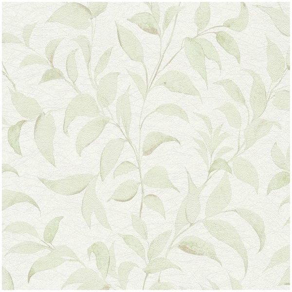 Provence stil Profhome 389624-GU varmt stemplet ikke-vævet tapet tekstureret blomster flimrende hvid creme lysegrøn 5,33 m2
