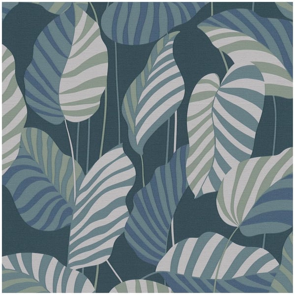 Natur tapeter Profhome 390944-GU heta präglade non-woven tapet lätt texturerad blomster matt blå teal ljus grå patina grön 5,33 m2