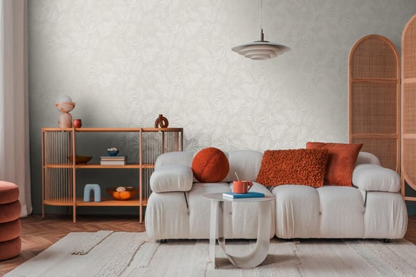 Natur tapet Profhome 791081-GU varmt stemplet ikke-vævet tapet tekstureret blomster flimrende hvid perle hvid 5,33 m2