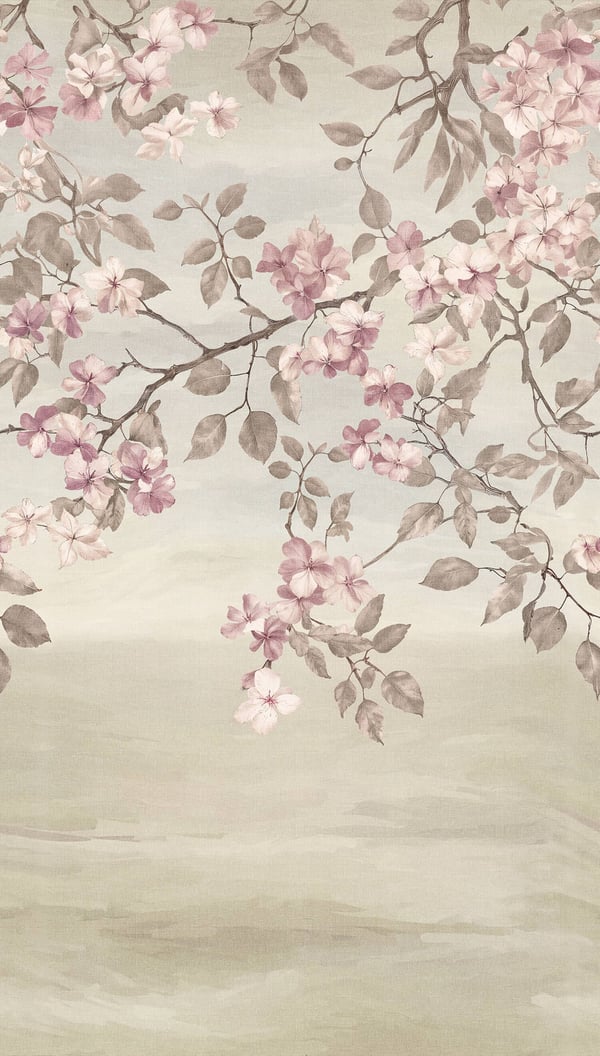 Valokuvatapetti Profhome 791448-GU kuuma kohokuvioitu kuitutapetti hieman rakenteellinen kukat mat beige vaalean ruskea pinkii 1,59 m x 2,8 m