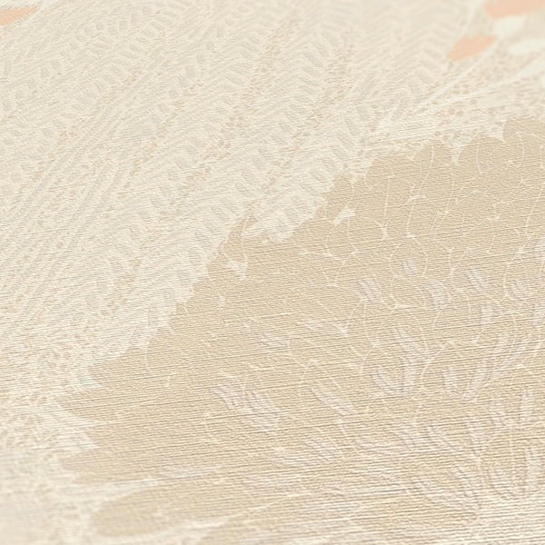 Natur tapet Profhome 393502-GU varmt stemplet ikke-vævet tapet lidt tekstureret blomster mat fløde creme beige støvet pink 5,33 m2