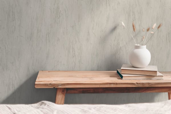 Natur tapeter Profhome 790942-GU non-woven tapet lätt texturerad blomster matt grå vit 5,33 m2