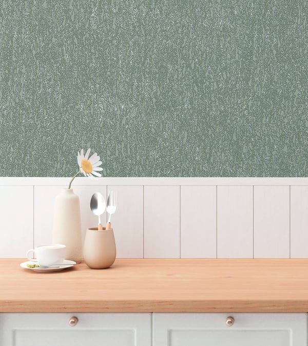 Strukturerad tapet Profhome 790952-GU non-woven tapet texturerad blomster glittrande grön patina grön silver 5,33 m2
