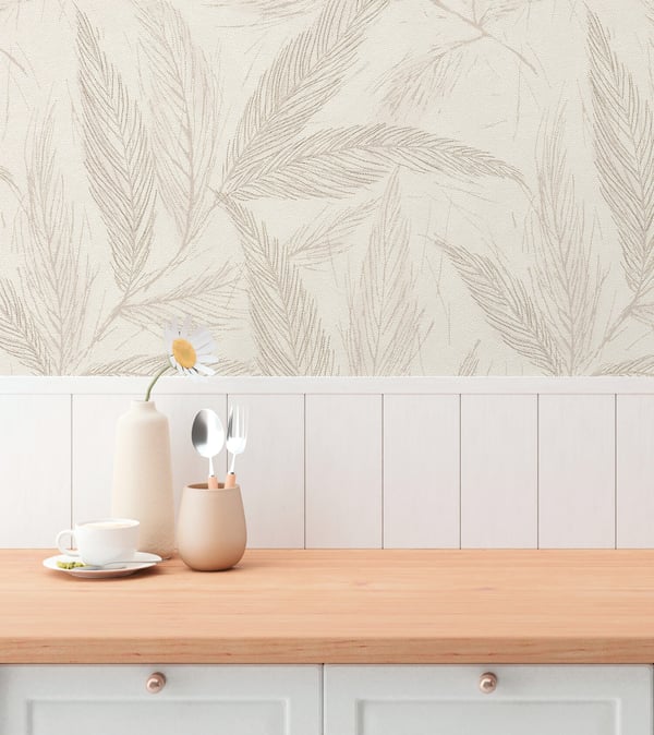 Natur tapet Profhome 790962-GU ikke-vævet tapet lidt tekstureret blomster og metalliske højdepunkter fløde grå sølv beige 5,33 m2