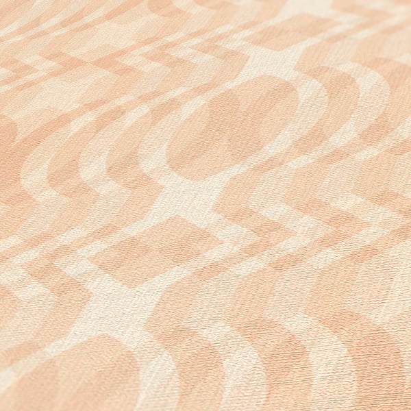 Retro tapet Profhome 395345-GU varmt stemplet ikke-vævet tapet lidt tekstureret grafisk mat beige støvet pink creme 4,5 m2