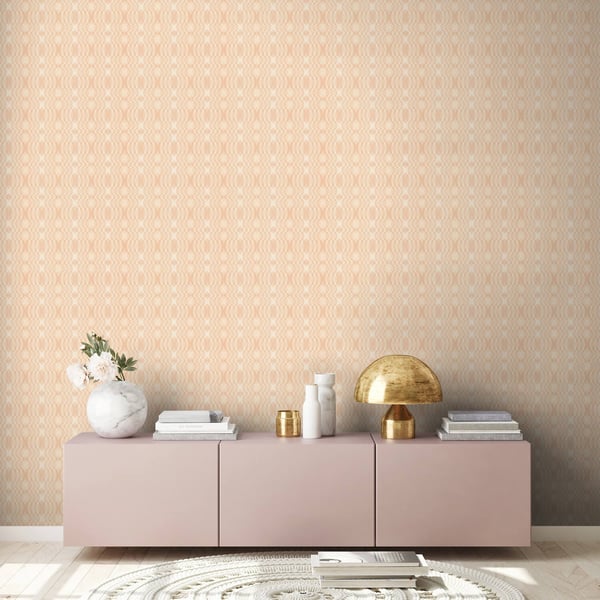 Retro tapet Profhome 395345-GU varmt stemplet ikke-vævet tapet lidt tekstureret grafisk mat beige støvet pink creme 4,5 m2