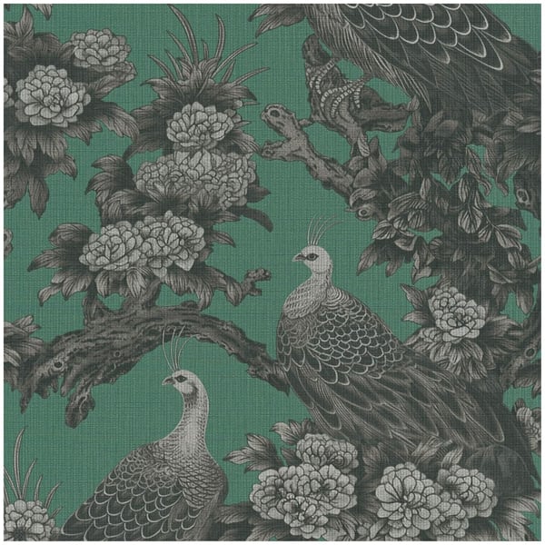 Tapet med fåglar Profhome 399822-GU heta präglade non-woven tapet lätt texturerad Blommig matt grön ljus grå svart grå patina grön 5,33 m2 Tapet med fåglar Profhome 399822-GU heta präglade non-woven tapet lätt texturerad Blommig matt grön ljus grå svart grå patina grön 5,33 m2